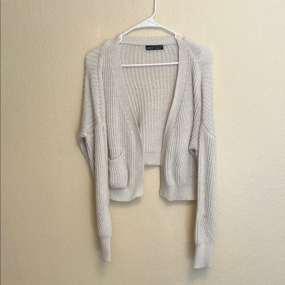 Women's Cream Cardigan Cropped Sweater